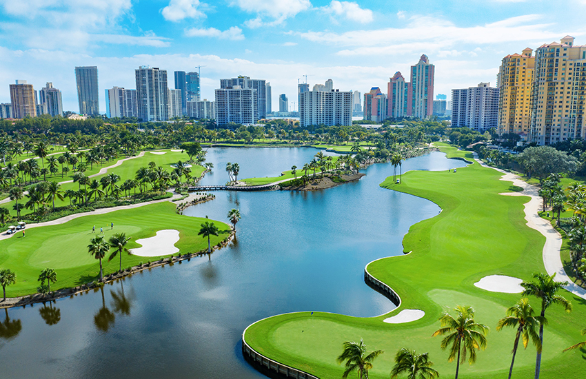 Best sunny golf resort in the winter is Turnberry Resort located in Aventura, Florida